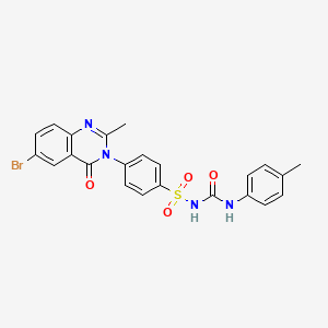 molecular formula C23H19BrN4O4S B12706027 Benzenesulfonamide, 4-(6-bromo-2-methyl-4-oxo-3(4H)-quinazolinyl)-N-(((4-methylphenyl)amino)carbonyl)- CAS No. 113849-29-9