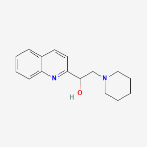 molecular formula C16H20N2O B12706077 alpha-(2-Piperidinylmethyl)-2-quinolinemethanol CAS No. 126921-38-8