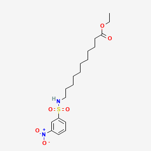 molecular formula C19H30N2O6S B12706125 Undecanoic acid, 11-(((3-nitrophenyl)sulfonyl)amino)-, ethyl ester CAS No. 85844-69-5