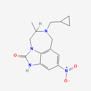 molecular formula C15H18N4O3 B12706137 Imidazo(4,5,1-jk)(1,4)benzodiazepin-2(1H)-one, 6-(cyclopropylmethyl)-4,5,6,7-tetrahydro-5-methyl-9-nitro- CAS No. 257891-47-7