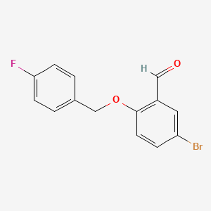 molecular formula C14H10BrFO2 B1270615 5-Bromo-2-[(4-fluorobenzyl)oxy]benzaldehyde CAS No. 423724-34-9