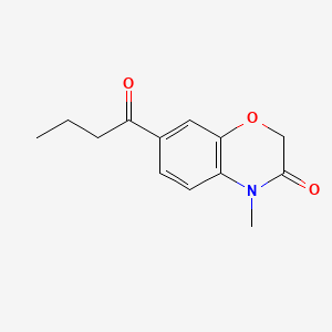 molecular formula C13H15NO3 B12706174 2H-1,4-Benzoxazin-3(4H)-one, 4-methyl-7-(1-oxobutyl)- CAS No. 116337-73-6