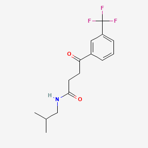molecular formula C15H18F3NO2 B12706183 Propionamide, N-isobutyl-3-(m-(trifluoromethyl)benzoyl)- CAS No. 93040-71-2