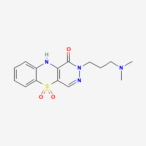 molecular formula C15H18N4O3S B12706292 1H-Pyridazino(4,5-b)(1,4)benzothiazin-1-one, 2,10-dihydro-2-(3-(dimethylamino)propyl)-, 5,5-dioxide CAS No. 126598-42-3