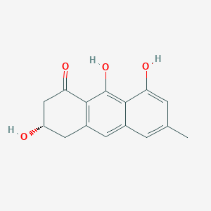 molecular formula C15H14O4 B12706399 1(2H)-Anthracene, 3,4-dihydro-3,8,9-trihydroxy-6-methyl-, (-)- CAS No. 61419-08-7