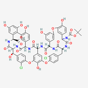 molecular formula C63H53Cl2N7O20 B12706407 (1S,2R,19R,22S,34S,37R,40R,52S)-5,15-dichloro-2,26,31,44,47,49,64-heptahydroxy-22-[(2-methylpropan-2-yl)oxycarbonylamino]-21,35,38,54,56,59-hexaoxo-7,13,28-trioxa-20,36,39,53,55,58-hexazaundecacyclo[38.14.2.23,6.214,17.219,34.18,12.123,27.129,33.141,45.010,37.046,51]hexahexaconta-3,5,8,10,12(64),14,16,23(61),24,26,29(60),30,32,41(57),42,44,46(51),47,49,62,65-henicosaene-52-carboxylic acid 