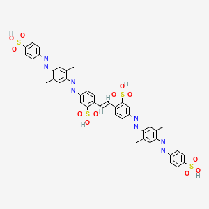 molecular formula C42H36N8O12S4 B12706408 4,4'-Bis((2,5-dimethyl-4-((4-sulphophenyl)azo)phenyl)azo)stilbene-2,2'-disulphonic acid CAS No. 85959-57-5