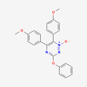 molecular formula C23H19N3O4 B12706422 1,2,4-Triazine, 5,6-bis(4-methoxyphenyl)-3-phenoxy-, 1-oxide CAS No. 82123-03-3