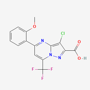 B1270643 3-Chloro-5-(2-methoxyphenyl)-7-(trifluoromethyl)pyrazolo[1,5-a]pyrimidine-2-carboxylic acid CAS No. 695191-62-9