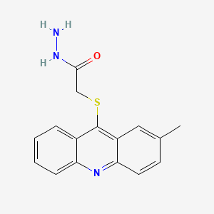 molecular formula C16H15N3OS B12706435 Acetic acid, ((2-methyl-9-acridinyl)thio)-, hydrazide CAS No. 129885-05-8
