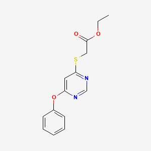 molecular formula C14H14N2O3S B12706453 Acetic acid, ((6-phenoxy-4-pyrimidinyl)thio)-, ethyl ester CAS No. 124041-06-1