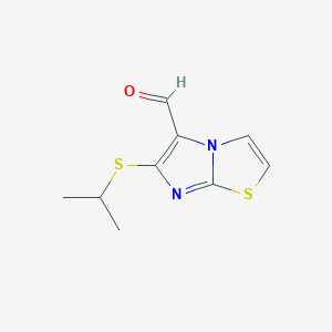 molecular formula C9H10N2OS2 B1270647 6-(异丙硫基)咪唑并[2,1-b]噻唑-5-甲醛 CAS No. 338976-44-6