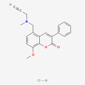 molecular formula C21H20ClNO3 B12706497 8-Methoxy-5-((methylprop-2-ynylamino)methyl)-3-phenyl-2-benzopyrone hydrochloride CAS No. 72543-54-5