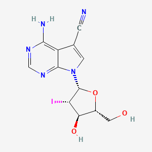 molecular formula C12H12IN5O3 B12706499 4-Amino-7-(4-hydroxy-5-hydroxymethyl-3-iodo-tetrahydro-furan-2-yl)-7H-pyrrolo(2,3-d)pyrimidine-5-carbonitrile CAS No. 127880-96-0