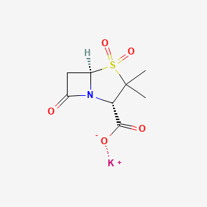 molecular formula C8H10KNO5S B12706552 Potassium (2S-cis)-3,3-dimethyl-7-oxo-4-thia-1-azabicyclo(3.2.0)heptane-2-carboxylate 4,4-dioxide CAS No. 76350-35-1