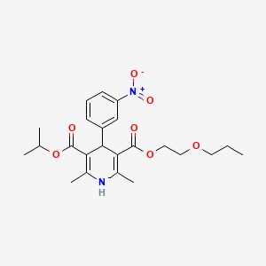 molecular formula C23H30N2O7 B12706555 Isopropyl 2-propoxyethyl 1,4-dihydro-2,6-dimethyl-4-(3-nitrophenyl)pyridine-3,5-dicarboxylate CAS No. 67078-97-1