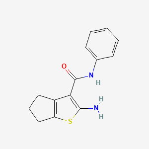 molecular formula C14H14N2OS B1270660 2-amino-N-phenyl-5,6-dihydro-4H-cyclopenta[b]thiophene-3-carboxamide CAS No. 321529-89-9