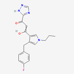 molecular formula C19H19FN4O2 B12706628 2-Propen-1-one, 1-(4-((4-fluorophenyl)methyl)-1-propyl-1H-pyrrol-3-yl)-3-hydroxy-3-(1H-1,2,4-triazol-3-yl)- CAS No. 280571-25-7