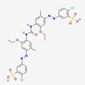 molecular formula C31H30Cl2N6O9S2 B12706632 3,3'-(Carbonylbis(imino(5-ethoxy-2-methyl-4,1-phenylene)azo))bis(6-chlorobenzenesulphonic) acid CAS No. 94088-49-0