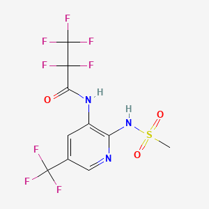 molecular formula C10H7F8N3O3S B12706664 Propanamide, N-(2-((methylsulfonyl)amino)-5-(trifluoromethyl)-3-pyridinyl)-2,2,3,3,3-pentafluoro- CAS No. 141283-57-0