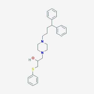 molecular formula C29H36N2OS B127067 1-Piperazineethanol, 4-(4,4-diphenylbutyl)-alpha-((phenylthio)methyl)- CAS No. 143760-04-7