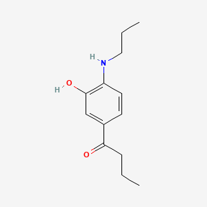 molecular formula C13H19NO2 B12706715 1-Butanone, 1-(3-hydroxy-4-(propylamino)phenyl)- CAS No. 135420-21-2
