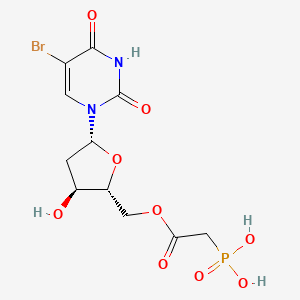 molecular formula C11H14BrN2O9P B12706753 [2-[[(2R,3S,5R)-5-(5-bromo-2,4-dioxopyrimidin-1-yl)-3-hydroxyoxolan-2-yl]methoxy]-2-oxoethyl]phosphonic acid CAS No. 117627-07-3