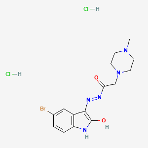 molecular formula C15H20BrCl2N5O2 B12706765 1-Piperazineacetic acid, 4-methyl-, (5-bromo-2-oxo-3-indolinylidene)hydrazide, dihydrochloride, (Z)- CAS No. 86873-25-8