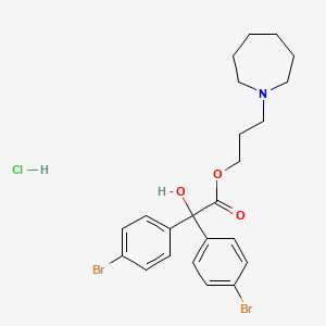 molecular formula C23H28Br2ClNO3 B12706782 Benzeneacetic acid, 4-bromo-alpha-(4-bromophenyl)-alpha-hydroxy-, 3-(hexahydro-1H-azepin-1-yl)propyl ester, hydrochloride CAS No. 134871-18-4