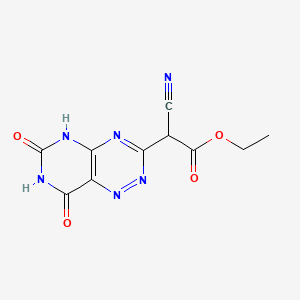 molecular formula C10H8N6O4 B12706859 Pyrimido(4,5-e)-as-triazine-3-acetic acid, 5,6,7,8-tetrahydro-alpha-cyano-6,8-dioxo-, ethyl ester CAS No. 80761-67-7