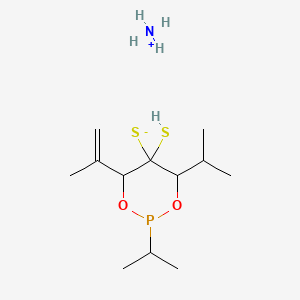 molecular formula C12H26NO2PS2 B12706895 2,4,6-Tris(isopropyl)-5-mercapto-1,3,2-dioxaphosphorinane 5-sulphide, ammonium salt CAS No. 6200-26-6