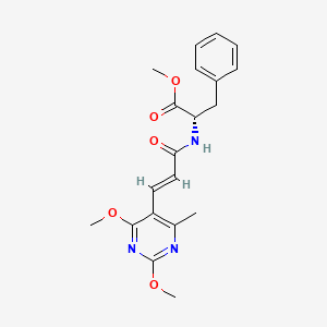 molecular formula C20H23N3O5 B12706907 DL-Phenylalanine, N-(3-(2,4-dimethoxy-6-methyl-5-pyrimidinyl)-1-oxo-2-propenyl)-, methyl ester, (E)- CAS No. 119858-72-9