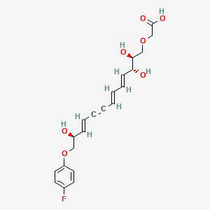 molecular formula C21H23FO7 B12706913 Acetic acid, (((2S,3R,4E,6E,10E,12S)-13-(4-fluorophenoxy)-2,3,12-trihydroxy-4,6,10-tridecatrien-8-ynyl)oxy)- CAS No. 524714-13-4