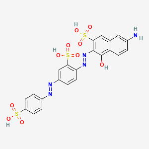 molecular formula C22H17N5O10S3 B12707010 7-Amino-4-hydroxy-3-((2-sulpho-4-((4-sulphophenyl)azo)phenyl)azo)naphthalene-2-sulphonic acid CAS No. 56499-46-8