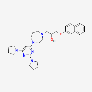 molecular formula C30H40N6O2 B12707170 1H-1,4-Diazepine-1-ethanol, hexahydro-4-(2,6-di-1-pyrrolidinyl-4-pyrimidinyl)-alpha-((2-naphthalenyloxy)methyl)- CAS No. 159872-58-9