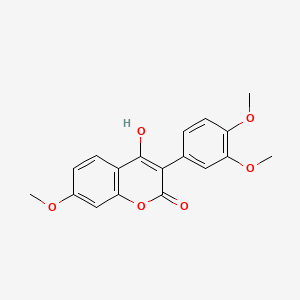 molecular formula C18H16O6 B12707188 3-(3,4-Dimethoxyphenyl)-4-hydroxy-7-methoxy-2H-chromen-2-one CAS No. 56407-04-6
