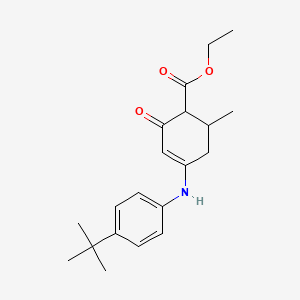 molecular formula C20H27NO3 B12707221 3-Cyclohexene-1-carboxylic acid, 4-((4-(1,1-dimethylethyl)phenyl)amino)-6-methyl-2-oxo-, ethyl ester CAS No. 149221-28-3