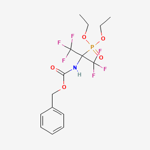 molecular formula C15H18F6NO5P B12707224 Carbamic acid, (1-(diethoxyphosphinyl)-2,2,2-trifluoro-1-(trifluoromethyl)ethyl)-, phenylmethyl ester CAS No. 145430-03-1
