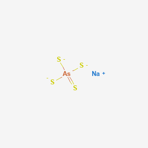 molecular formula AsNaS4-2 B12707256 Arsenotetrathioic acid trisodium salt CAS No. 16486-45-6