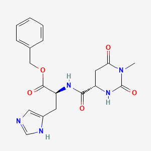 molecular formula C19H21N5O5 B12707271 L-Histidine, N-((hexahydro-1-methyl-2,6-dioxo-4-pyrimidinyl)carbonyl)-, phenylmethyl ester, (S)- CAS No. 103300-80-7