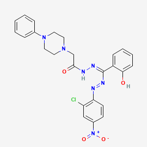 molecular formula C25H24ClN7O4 B12707274 1-Piperazineacetic acid, 4-phenyl-, (((2-chloro-4-nitrophenyl)azo)(2-hydroxyphenyl)methylene)hydrazide CAS No. 127718-36-9