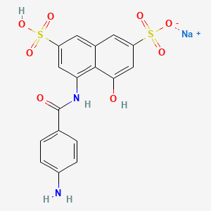 molecular formula C17H13N2NaO8S2 B12707308 Sodium hydrogen 4-((4-aminobenzoyl)amino)-5-hydroxynaphthalene-2,7-disulphonate CAS No. 83929-49-1