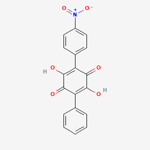 molecular formula C18H11NO6 B12707385 p-Benzoquinone, 2,5-dihydroxy-3-(p-nitrophenyl)-6-phenyl- CAS No. 1242-38-2