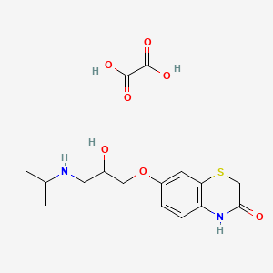 molecular formula C16H22N2O7S B12707452 7-[2-hydroxy-3-(propan-2-ylamino)propoxy]-4H-1,4-benzothiazin-3-one;oxalic acid CAS No. 91375-89-2
