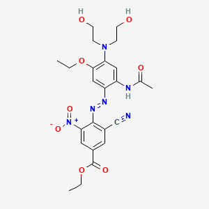 molecular formula C24H28N6O8 B12707479 Ethyl 4-[[2-(acetylamino)-4-[bis(2-hydroxyethyl)amino]-5-ethoxyphenyl]azo]-3-cyano-5-nitrobenzoate CAS No. 82760-40-5