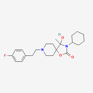 molecular formula C22H31FN2O3 B12707501 1-Oxa-3,8-diazaspiro(4.5)decan-2-one, 3-cyclohexyl-8-(2-(4-fluorophenyl)ethyl)-4-hydroxy-4-methyl- CAS No. 134070-07-8