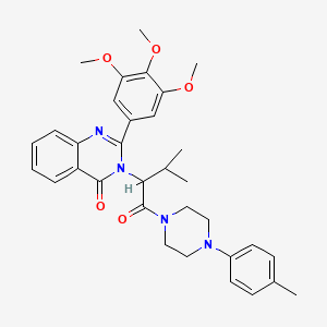 molecular formula C33H38N4O5 B12707511 Piperazine, 1-(3-methyl-1-oxo-2-(4-oxo-2-(3,4,5-trimethoxyphenyl)-3-(4H)-quinazolinyl)butyl)-4-(4-methylphenyl)- CAS No. 83409-17-0