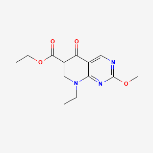 molecular formula C13H17N3O4 B12707618 Ethyl 8-ethyl-5,6,7,8-tetrahydro-2-methoxy-5-oxopyrido(2,3-d)pyrimidine-6-carboxylate CAS No. 65269-20-7