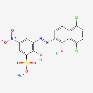 molecular formula C16H8Cl2N3NaO7S B12707631 Sodium 3-((5,8-dichloro-1-hydroxy-2-naphthyl)azo)-2-hydroxy-5-nitrobenzenesulphonate CAS No. 93917-94-3