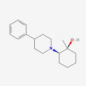 molecular formula C18H27NO B12707644 Cyclohexanol, 1-methyl-2-(4-phenyl-1-piperidinyl)-, trans-(+-)- CAS No. 120447-28-1